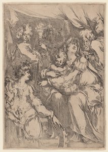 Die Heilige Familie mit der Heiligen Katharina, dem Heiligen Johannes dem Evangelisten und einem Engel von Jacques Bellange