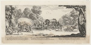 Angriff auf eine Postkutsche, Blatt 8 der Folge "Grauen des Krieges" von Jacques Callot