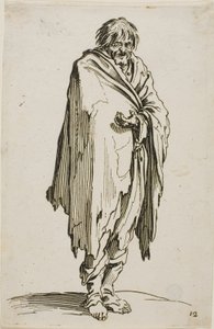 Bettler ohne Hut oder Schuhe, Platte zwölf aus Die Bettler von Jacques Callot