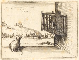 Katze beobachtet eingesperrten Vogel, 1628