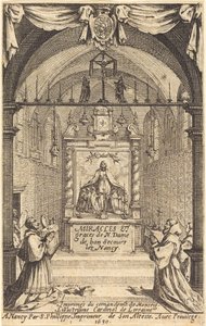 Frontispiz für die Wunder und Gnaden Unserer Lieben Frau von "Bon-Secours-les-Nancy" von Jacques Callot