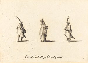Dame im langen Mantel und zwei Herren von Jacques Callot