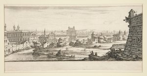 Landschaft mit großen, imposanten Gebäuden