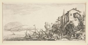 Der kleine Hafen, aus Landschaften für Giovanni de Medici von Jacques Callot
