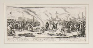 Les grandes misères de la guerre: Nr. 13 - Der Scheiterhaufen von Jacques Callot