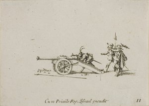 Kanone laden, Platte elf aus Die Militärübungen von Jacques Callot