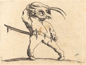 Maskierter Mann mit verdrehten Füßen, ca. 1622