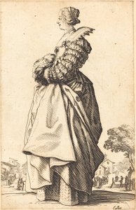 Edle Frau im Profil mit Händen in einem Muff von Jacques Callot