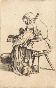 Alte Frau mit Katzen