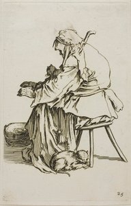 Alte Frau mit Katzen, Platte 25 aus Die Bettler