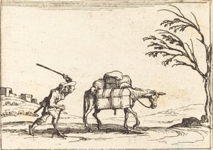 Bauer peitscht seinen Esel von Jacques Callot