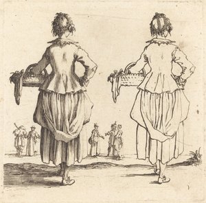 Bäuerin mit Korb, von hinten gesehen von Jacques Callot