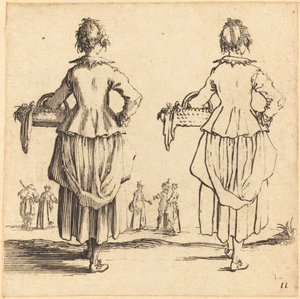 Bäuerin mit Korb, von hinten gesehen von Jacques Callot