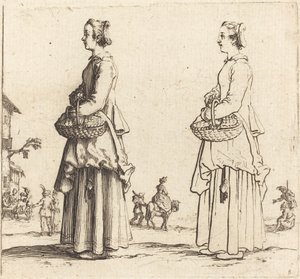 Bäuerin mit Korb, im Profil, nach links gewandt von Jacques Callot