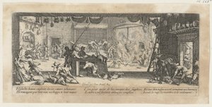 Plünderung eines Bauernhofes, Blatt 5 der Folge "Grauen des Krieges" von Jacques Callot