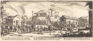 Plünderung und Brand eines Dorfes