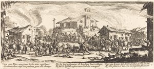 Plünderung und Verbrennung eines Dorfes