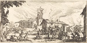 Verwüstung und Brand eines Dorfes