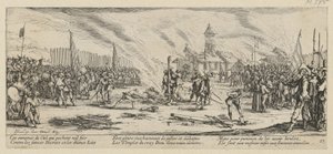 Scheiterhaufen, Blatt 13 der Folge "Grauen des Krieges" von Jacques Callot
