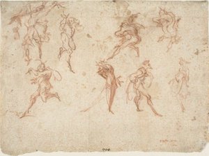 Skizzen für die Balli di Sfessania (recto) Skizzen von Tänzern (verso) von Jacques Callot
