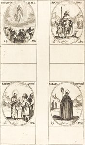Die Himmelfahrt, St. Rochus, Salvator Mundi, St. Klara von Monte Falco von Jacques Callot