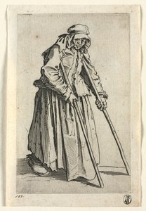 Die Bettler: Bettlerin auf Krücken, ca. 1623 von Jacques Callot