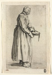 Die Bettler: Bettlerfrau mit ihrer Almosenschale