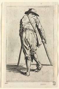 Die Bettler: Bettler auf Krücken, mit Hut, um 1623 von Jacques Callot