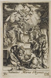 Die Geburt der Jungfrau Maria, aus Das Leben der Jungfrau von Jacques Callot