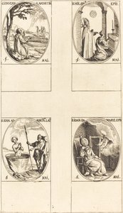 Die Bekehrung des heiligen Augustinus; Heiliger Hilarius; Heiliger Johannes vor dem lateinischen Portal; Heiliger Johannes von Damaskus von Jacques Callot