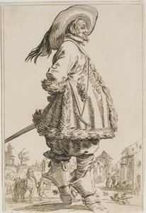 Der Herr im pelzbesetzten Mantel mit den Händen hinter dem Rücken, aus der Serie Die Adligen von Lothringen von Jacques Callot