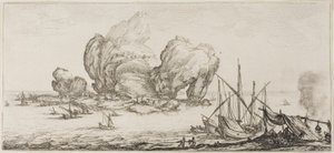 Die Seeschlacht, aus Verschiedenen Szenen in Florenz von Jacques Callot