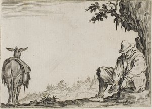 Der Bauer zieht seine Schuhe aus, aus Die Capricen von Jacques Callot