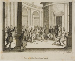 Die Steinigung Jesu, aus dem Neuen Testament von Jacques Callot