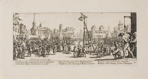 Die Strappado, Tafel zehn aus Die Kriegsleiden von Jacques Callot