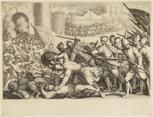 Die Truppen erzwingen das Tor einer Stadt von Jacques Callot