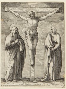 Die Jungfrau und St. Johannes am Fuße des Kreuzes von Jacques Callot