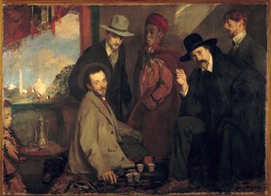 Andre Gide und seine Freunde im Cafe Maure der Weltausstellung von 1900
