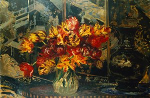 Tulpenstrauß und ein Paravent