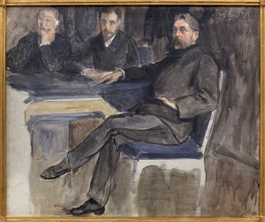 Studie für das Porträt von Stéphane Mallarmé (1842-1898) und seinen Freunden von La Revue Indépendante. Gemälde von Jacques Emile Blanche (1861-1942), Öl auf Leinwand.