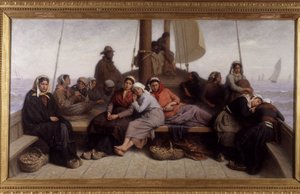 Austernfischen auf dem Deck eines Bootes - Gemälde von Eugene Feyen (1815-1908), n.d. von Jacques Eugene Feyen