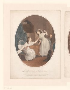 Interieur mit zwei eleganten Damen, in der Türöffnung ein Junge von Jacques Eustache de Sève