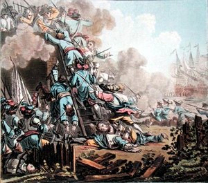 Eroberung der Festung San Salvador, Sizilien (1674), graviert von Jean Baptiste Morret