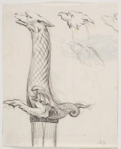Schwertgriffe in Form eines Drachen sowie drei Drachenköpfe von Jacques Francois Joseph Saly