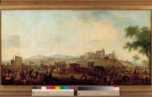 Ansicht des Manöverlagers, das unter dem Kommando des Prinzen von Condé in der Nähe von Saint Omer vom 5. August bis 25. September 1788 eingerichtet wurde. Dies ist Louis V Joseph de Bourbon-Condé (1736-1818). Gemälde von Jacques François Joseph Swebach (1 von Jacques Francois Joseph Swebach