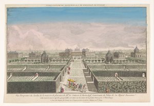 Ansicht des Gartens des Landhauses der Gräfin von Bestoucheff in der Umgebung von Sankt Petersburg von Jacques Gabriel Huquier