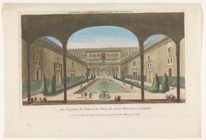 Ansicht eines Innenhofs mit Brunnen der Alhambra in Granada von Jacques Gabriel Huquier