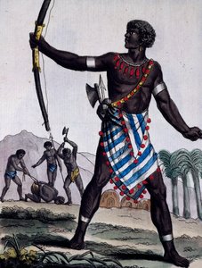 Anzikos-Krieger, Afrika, Stich aus Encyclopedia of voyages von Jacques Grasset de Saint Sauveur