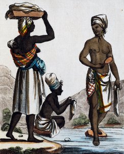 Wäscherinnen aus Santo Domingo, Farbgravur nach einer Zeichnung von Labrousse, aus Encyclopedie des Voyages, von Jacques Grasset de Saint-Sauveur von Jacques Grasset de Saint Sauveur