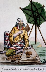 Arabische Frau aus der Wüste verkauft Brot, Gravur aus der Encyclopedie des Voyages, von Jacques Grasset de Saint-Sauveur